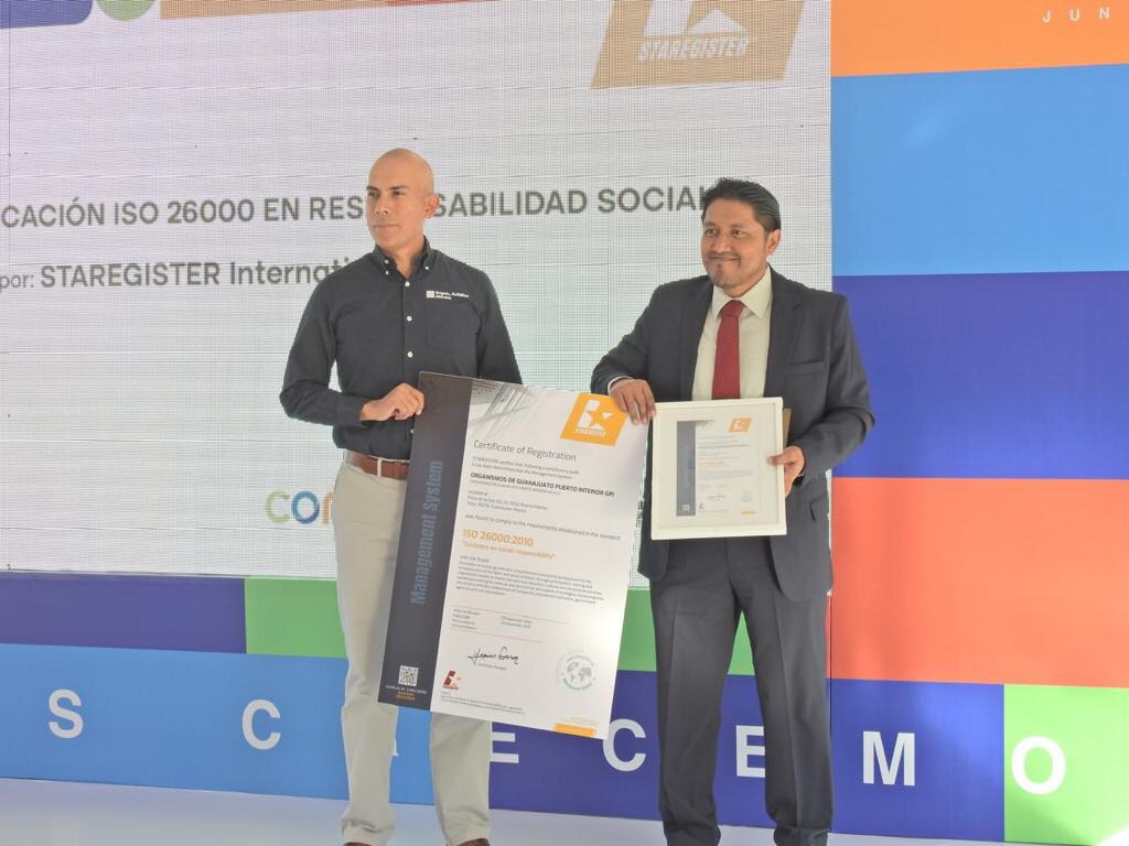 Recibe Guanajuato Puerto Interior certificación ISO 26000 en Responsabilidad Social